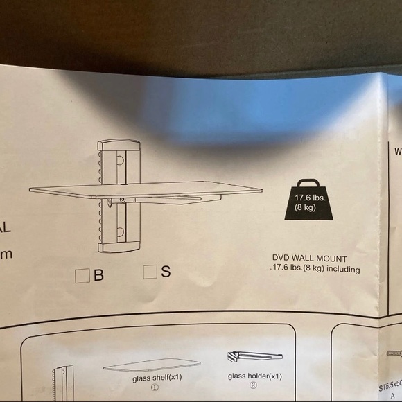 GLASS SHELF/ DVD/ WIFI ROUTER WALL MOUNT NEW!! - Picture 8 of 8